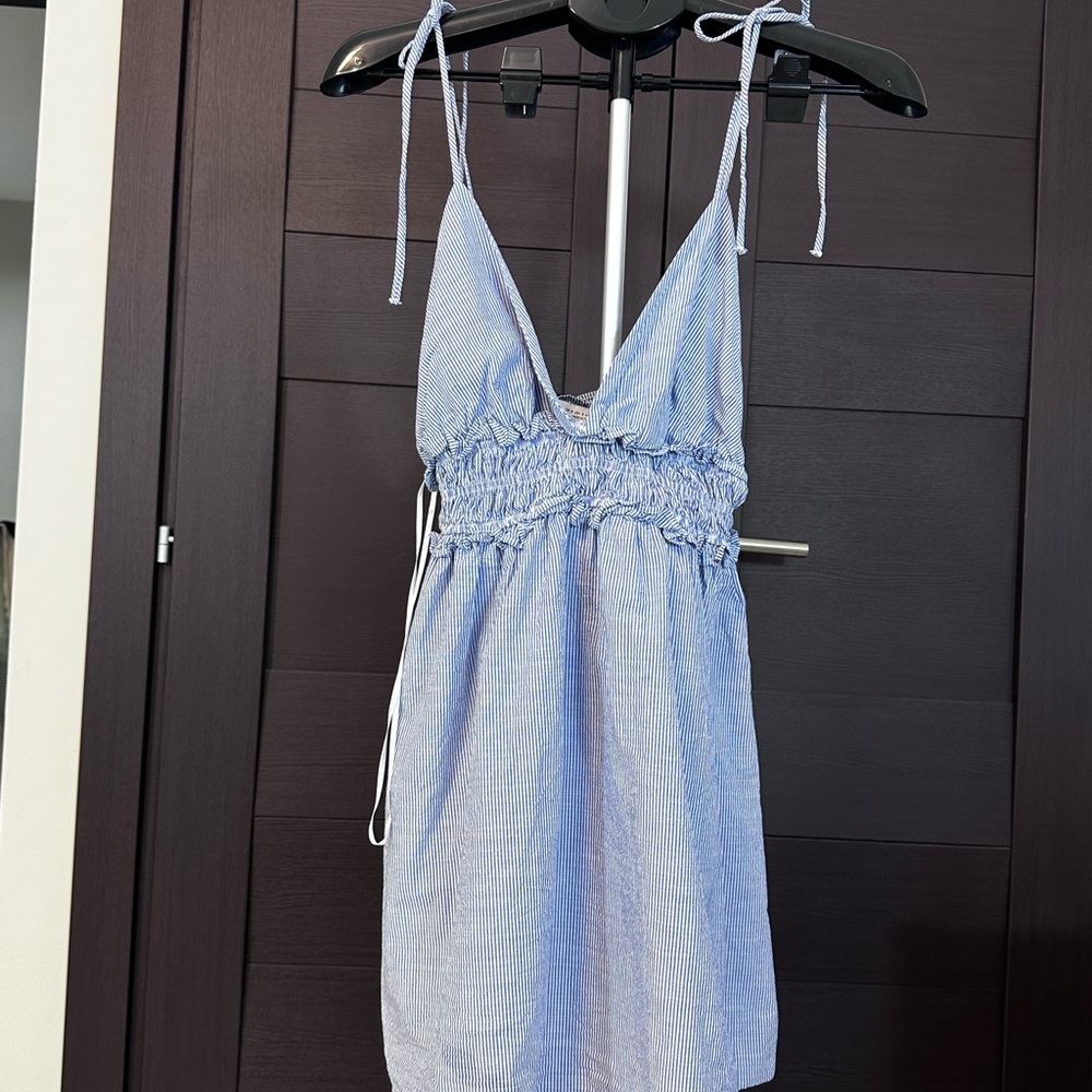 Zara Blue and White Striped Top